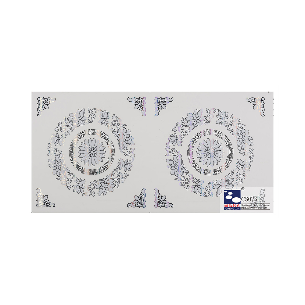 Lamina per stampa a caldo con pellicola per venature del legno in stile moderno di nuovi disegni per soffitti in PVC CS073